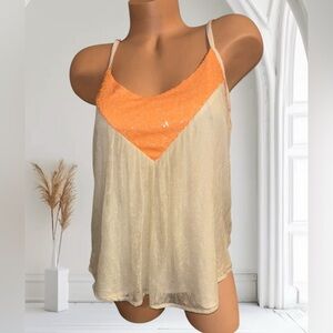 Miss Me Orange and Cream Lace Tank